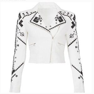 BCBGMaxAzria Kade Embroidered Moto Jacket (New)